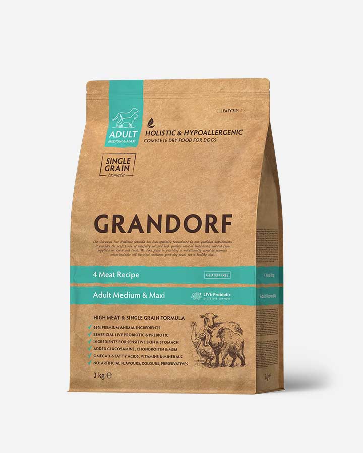 Grandorf Adult 4 Meat - Lamb Turkey & Wild Boar - 3kg