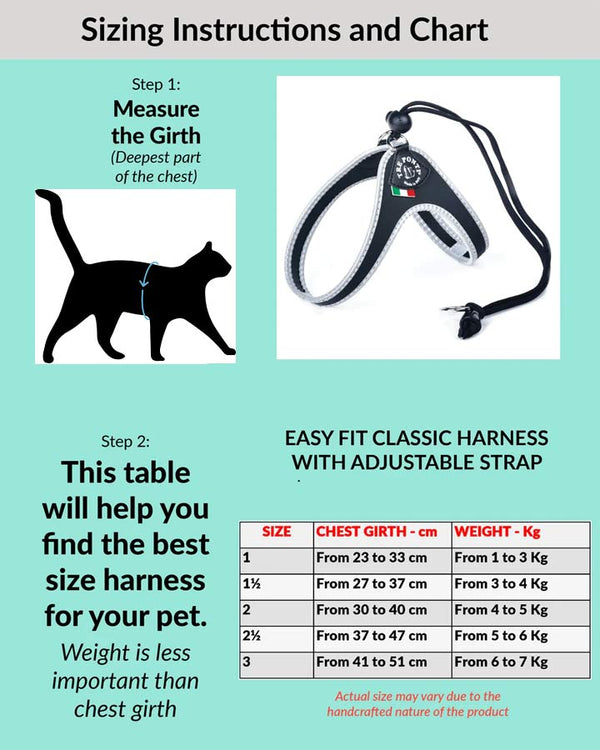Cat Harness Easy Fit  Size Guide