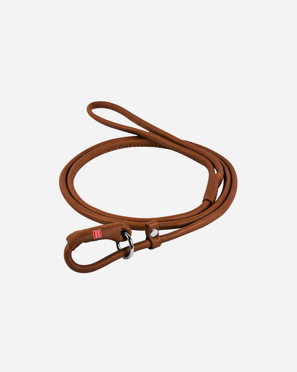 Waudog Soft Round-Stitched Leather Display Lead - Brown