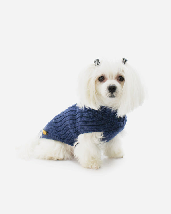 Dog wearing blue knitted sweater - Fashion Dog - art.303