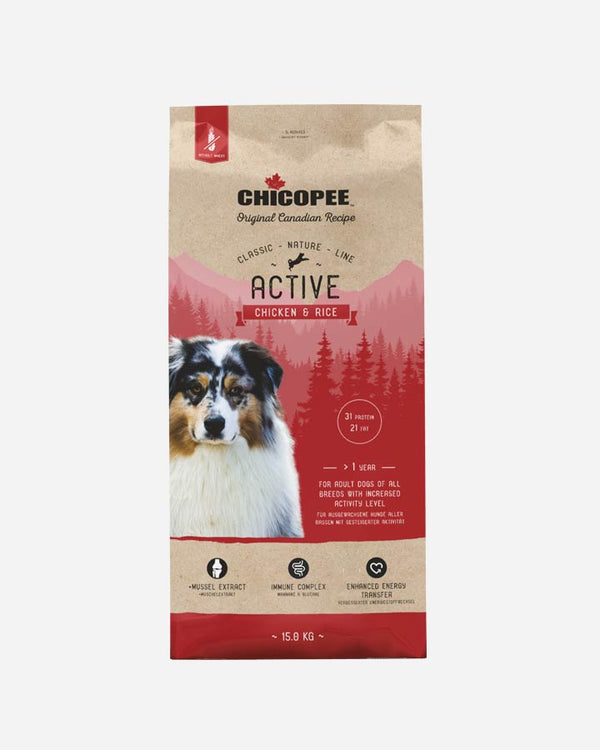Chicopee Classic Nature Line Active dog food with chicken and rice