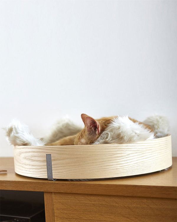 Cat basket with fur cushion (Ash/Ivory) - Anello - Petlux