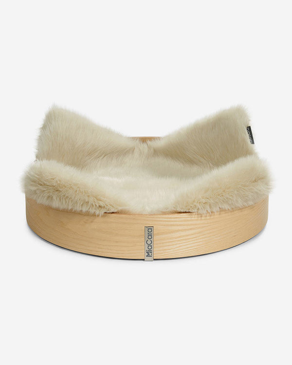 Cat basket with fur cushion (Ash/Ivory) - Anello - Petlux