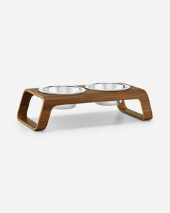 MiaCara Desco Wooden Dog Feeder - Ash Wood Walnut- Medium