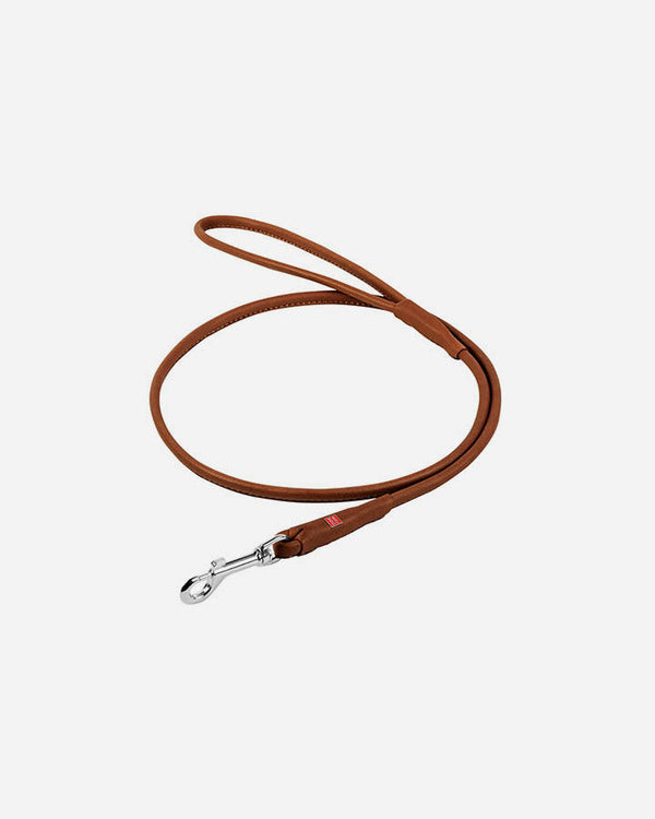 Waudog Soft Round-Stitched Leather Leash - Brown