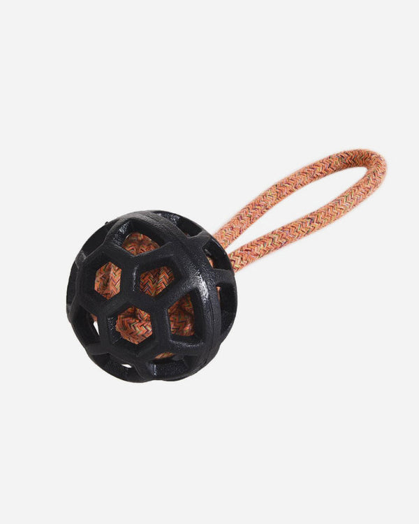 TPR Ball with Rope Handle - 21cm - Orange/Black